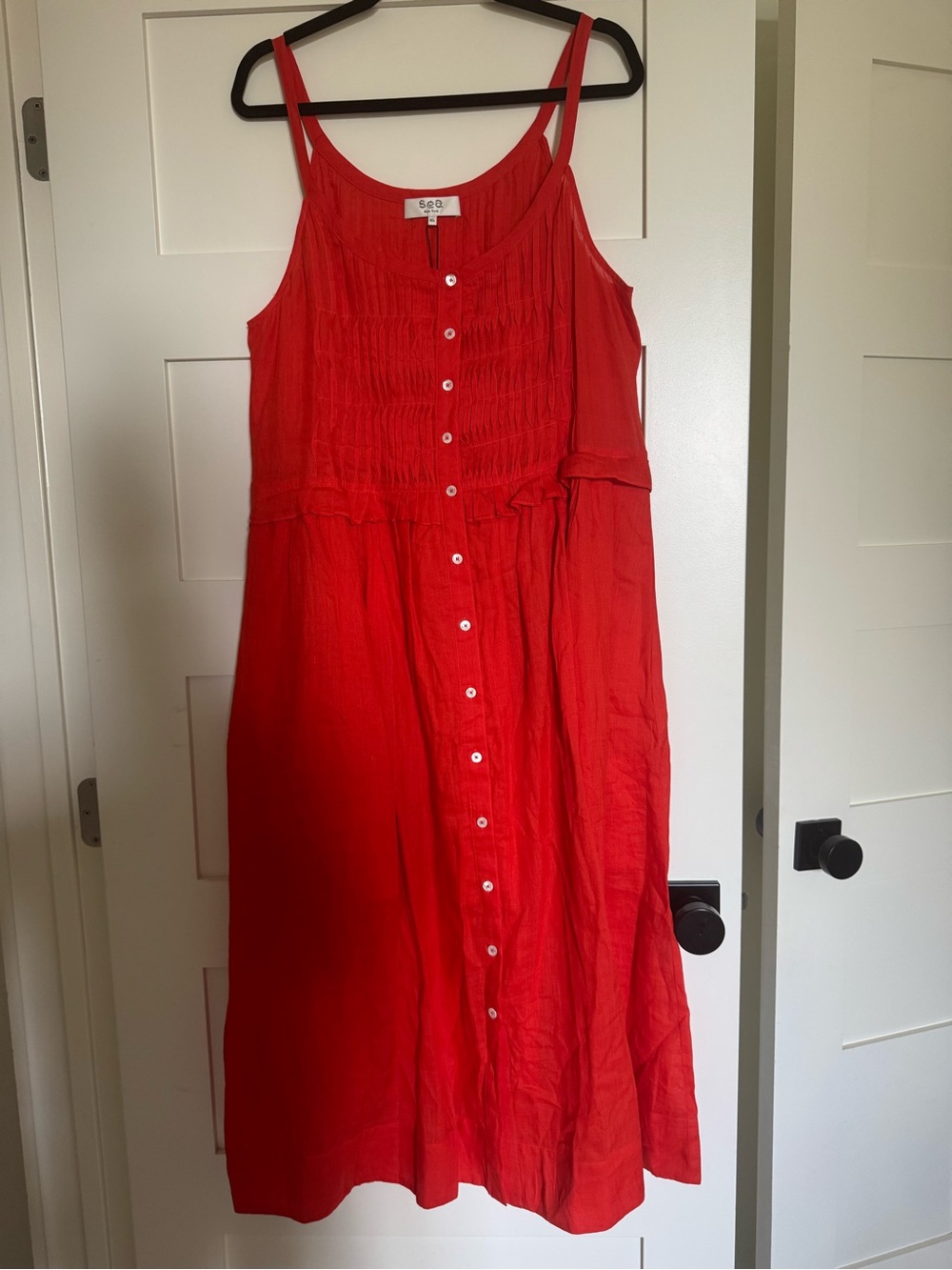 Sea New York Red Button-Front Maxi Dress